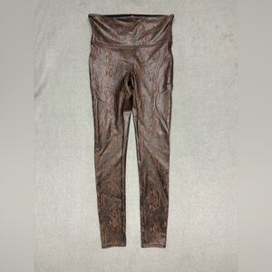 Spanx Women’s Faux Leather Snakeskin Leggings Brown Sz. M